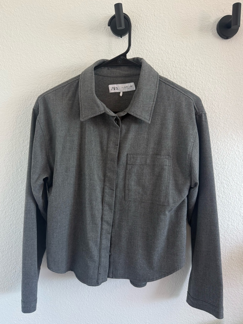 Zara Kids Gray Button-Up Shirt Jacket - Slate Gray